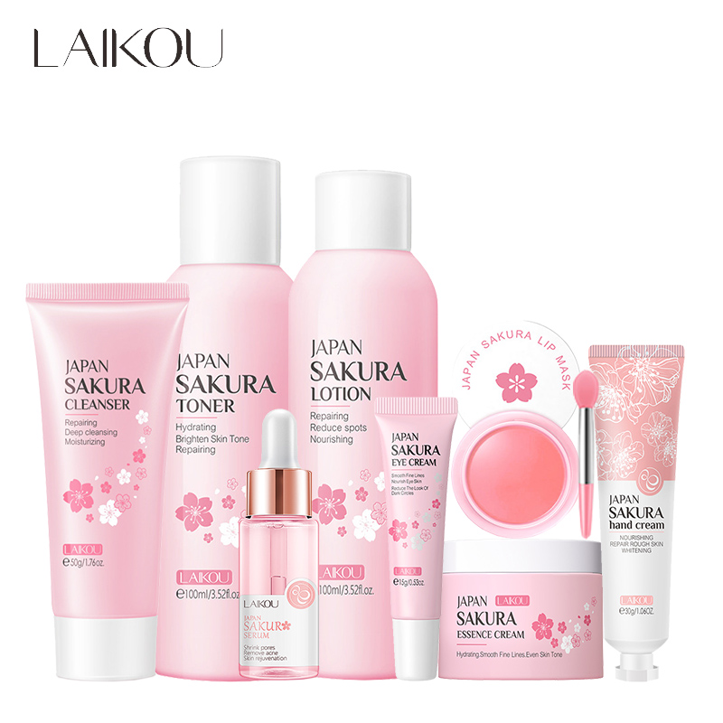 Skincare Niacinamide - LAIKOU 8Pcs Sakura Set per la
